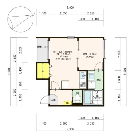 ガナーリア箱崎の間取り