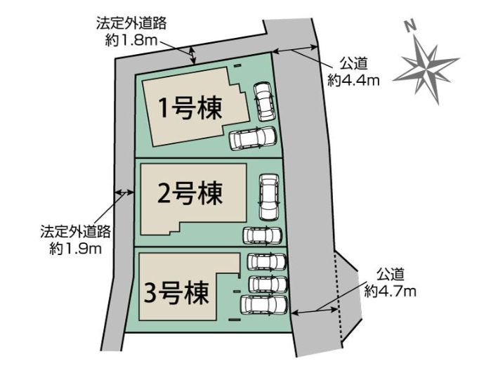 厚木市愛名新築戸建て　3号棟の区画図|区画図「厚木市愛名新築戸建て」