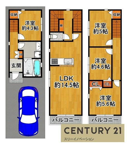 鶴町3丁目土地の土地図|土地600万円建物2180万円参考プラン
