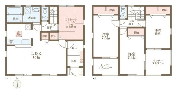 リーブルガーデン中筋出作 １号棟 ／新築一戸建の間取り