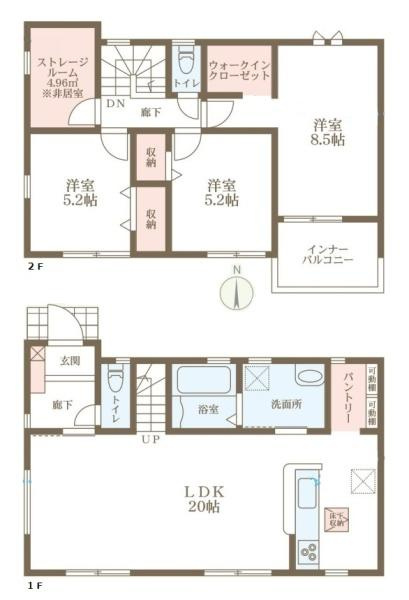 リーブルガーデン中筋出作 ２号棟 ／新築一戸建の間取り