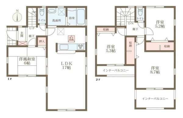 リーブルガーデン中筋出作 ３号棟 ／新築一戸建の間取り