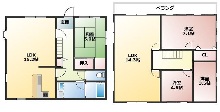 奥町戸建ての間取り