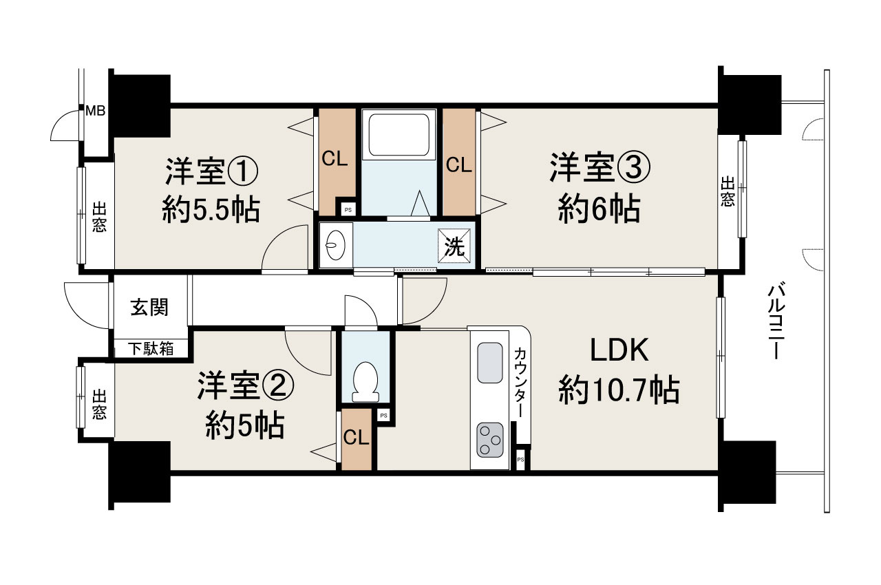 ジュネス楠台の間取り|リフォームプランの詳細はお問合せください。