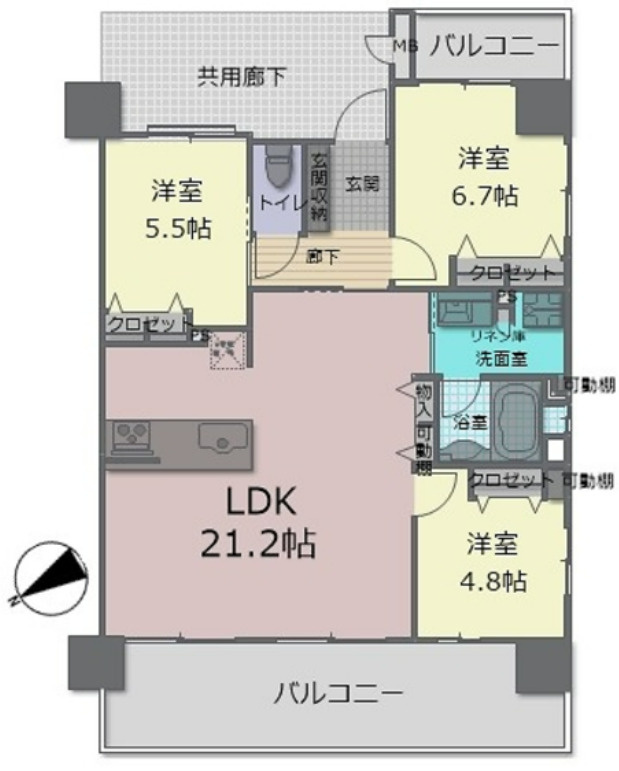 プレサンスロジェ宜野湾大山ヴォールの間取り