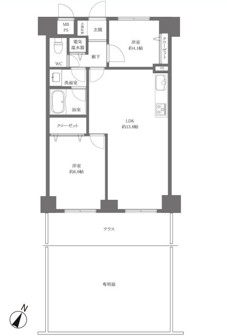 ライオンズテラス川越　中古マンションの間取り