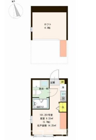 板橋区高島平５丁目のアパートの間取り