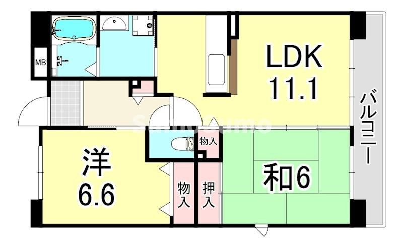 URパークタウン西武庫　9号棟の間取り