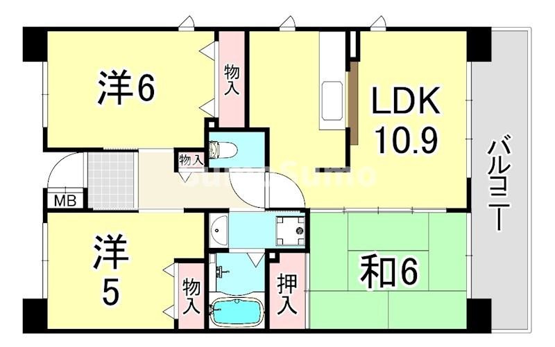 URパークタウン西武庫　9号棟の間取り