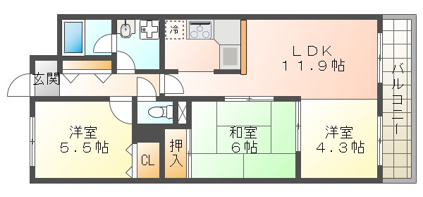 コスモ塩屋の間取り