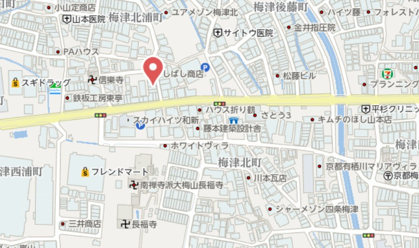 京都市右京区梅津北浦町　新築戸建の地図