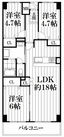 【間取り】 | 戴慶カーサグラシア | 洋室６帖→和室６帖になります