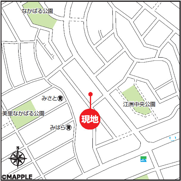 ハートフルタウンうるま市江洲　B号棟の地図|map