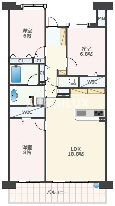 熊本市中央区九品寺２丁目の賃貸マンションの間取り