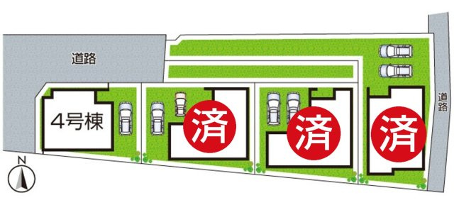 堺市中区楢葉　新築一戸建ての区画図|全４区画