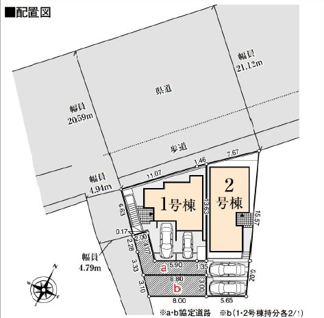 ◆◆うるま市江洲-1号棟（全2棟）の区画図|駐車スペース