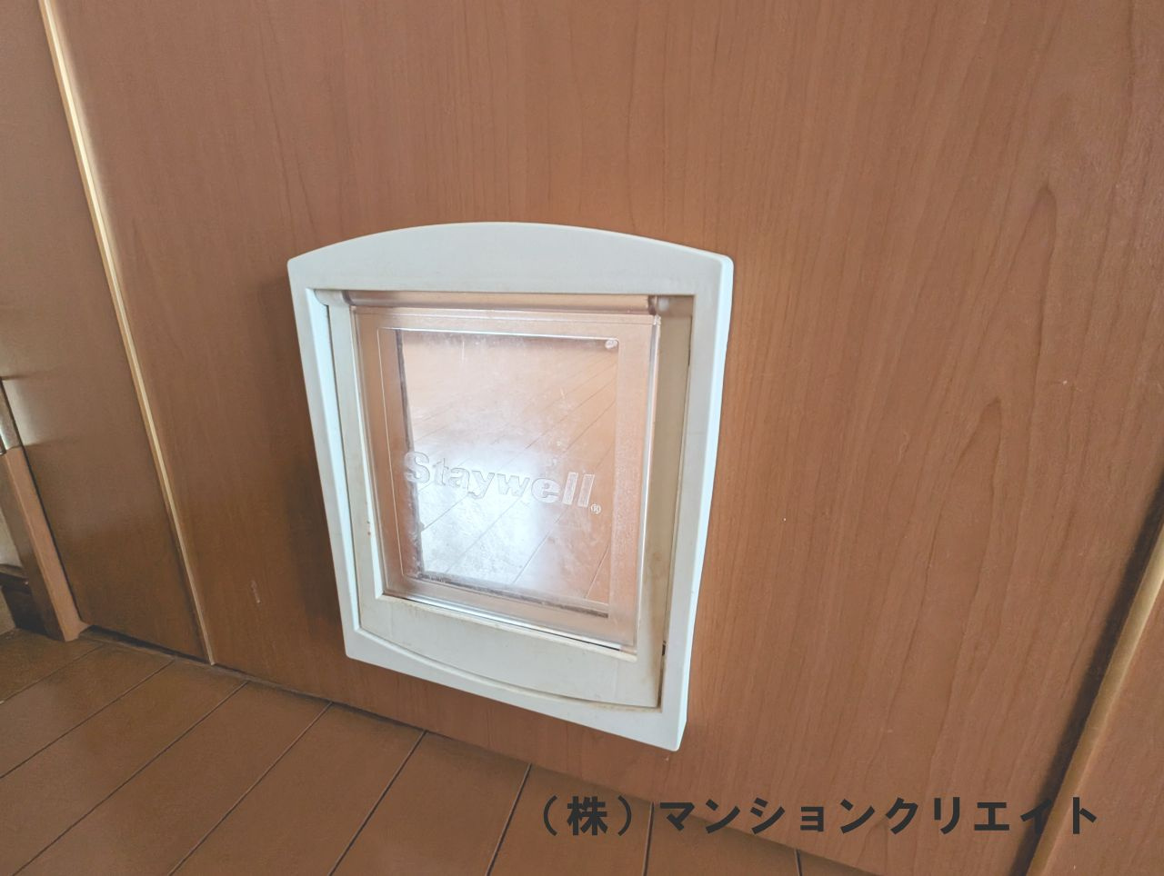 プチアベニュー大和田の洋室|洋室6.9帖のドアにはペット専用の出入り口『ペットドア』が付いているので、ドアが閉まっていてもペットの出入りが可能です