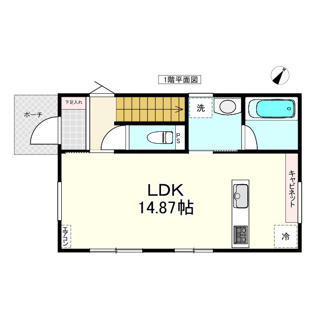 三沢市大町の間取り|１F：ＬＤＫ14.87帖