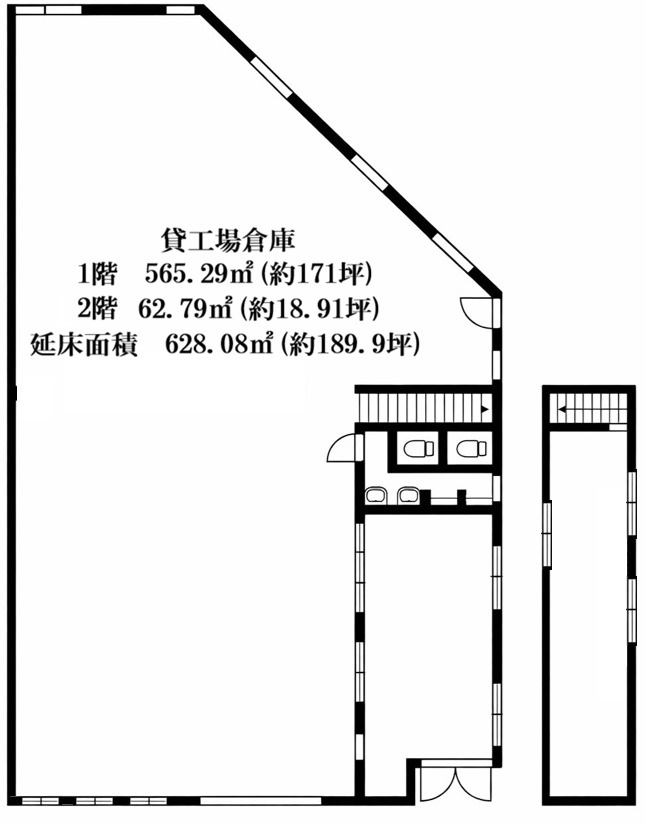 大阪市西淀川区野里３丁目貸工場倉庫143万円の間取り