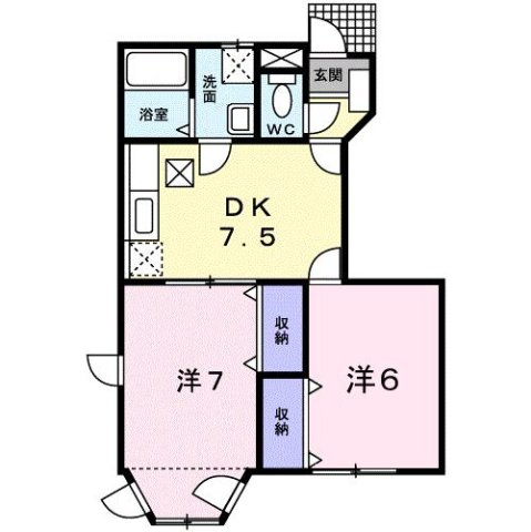直方市大字感田のアパートの間取り