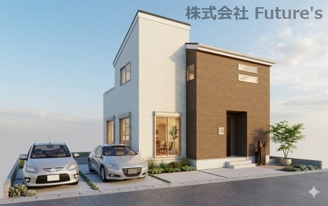 三郷市戸ケ崎3丁目　新築戸建　全1棟の外観パース|完成予想図にCGによる画像処理を行っています。実際とは多少異なる場合がございます。