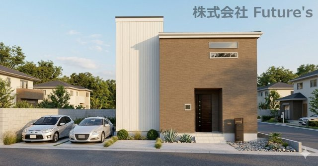 三郷市戸ケ崎3丁目　新築戸建　全1棟の外観パース|完成予想図にCGによる画像処理を行っています。実際とは多少異なる場合がございます。