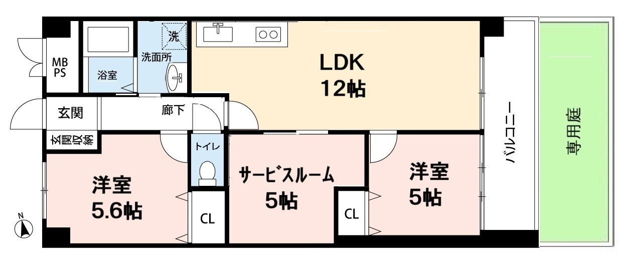 寿ゞやマンション北外山の間取り|2026年5月リノベーション完成予定！
専用庭付き！