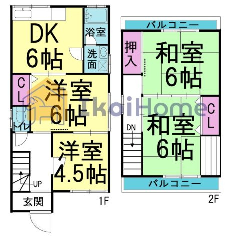 明石市硯町3丁目　中古戸建の間取り|●年中無休：当日予約可●和室洋室ございます！嬉しい２面バルコニー！