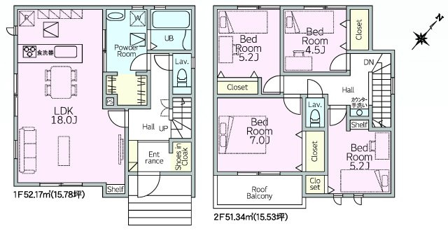 リナージュ前橋市朝倉町4丁目01期　1号棟の間取り|収納充実♪全室南向きの4LDKで陽当たり良好な間取りです！
土地面積127.80㎡、建物面積103.51㎡で十分な広さです！