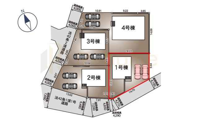 筑西市二木成第2　新築戸建て　1号棟の区画図|大きなお買い物だからこそ、メリット・デメリットを伝えさせて頂きます。
R-homeにお任せください♪