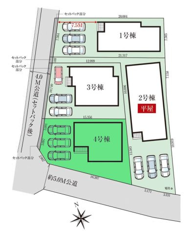 【区画図】 | グラファーレ高崎市石原町3期ー④ | JR高崎駅まで2.4Km！駅の利用便利な距離！
敷地面積50坪！カースペースは並列3台駐車可能！