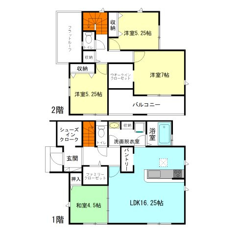 【間取り】 | グラファーレ高崎市石原町3期ー③ | キッチンには便利なパントリー収納付き！
ファミリークローゼットやシューズインクローク完備！