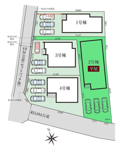 【区画図】 | グラファーレ高崎市石原町3期ー② | JR高崎駅まで2.4Km！駅の利用便利な距離！
敷地面積65坪以上！カースペースは並列3台駐車可能！