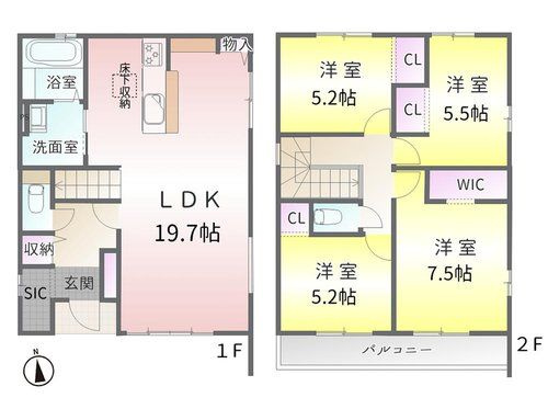 春日井市不二ガ丘3期(全2棟)の間取り