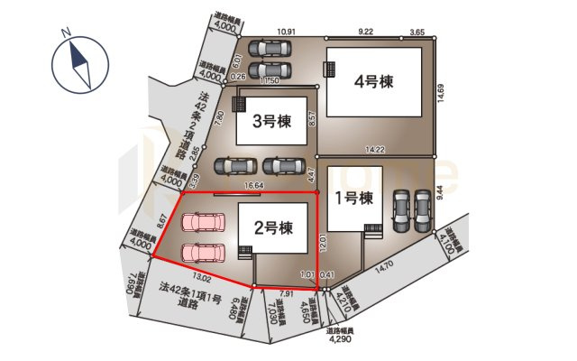 筑西市二木成第2　新築戸建て　2号棟の区画図|大きなお買い物だからこそ、メリット・デメリットを伝えさせて頂きます。
R-homeにお任せください♪