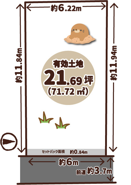 西七条北衣田町　建築条件付土地　２階建プランの区画図