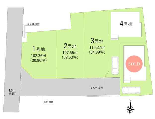 ふじみ野市仲２丁目の売地の土地図|広さにゆとりがありますので、複数台駐車やお庭なども可能です。
お好みのハウスメーカーで理想の家造りが叶います。