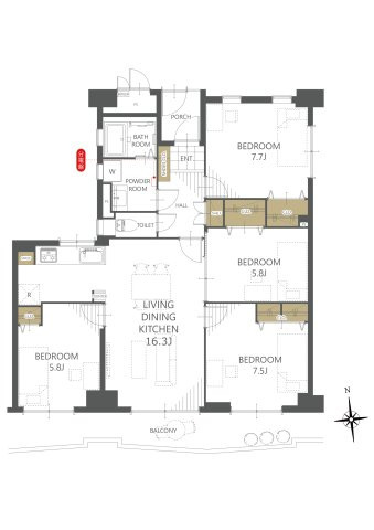 【上層邸宅】高知市稲荷町セルヴィ21知寄町　中古マンションの間取り|■建物価格2,390万円■専有面積96.33㎡■4LDK