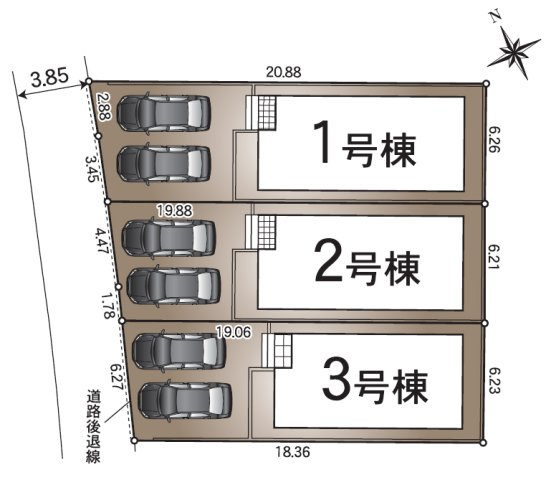 【区画図】 | 一宮市三条字通12-11『仲介料無料』新築戸建て | 2号棟