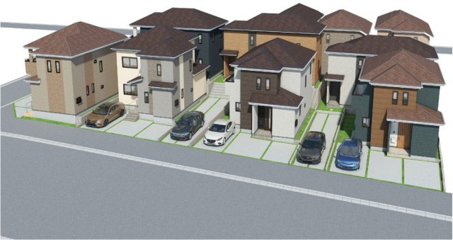 ハートフルタウンうるま市江洲　D号棟の外観パース|外観パース