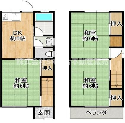 日下町1丁目中古戸建の間取り|全和室6帖以上と広さも十分で落ち着いた雰囲気がございます！