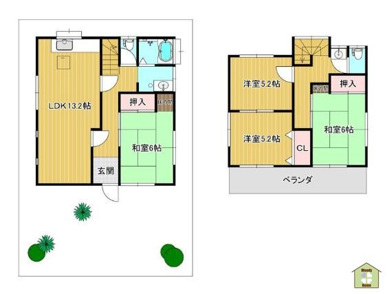 川口市源左衛門新田　中古一戸建ての間取り