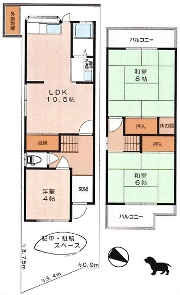 堺市東区野尻町　貸店舗の間取り