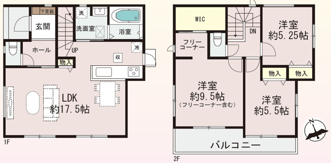 【間取り】 | 加古川市東神吉町出河原（全2）　B号棟 | 3LDK＋WICです。