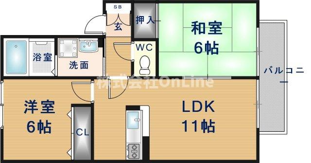 【間取り】 | 新栄プロパティー恩智Ⅲ