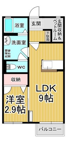 【間取り】 | メゾン・ボヌールＢ | 2部屋採光☆単身者専用のお部屋です♪