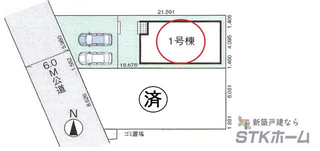 仲介手数料無料　北本市下石戸下516-23　新築戸建　全１棟の区画図