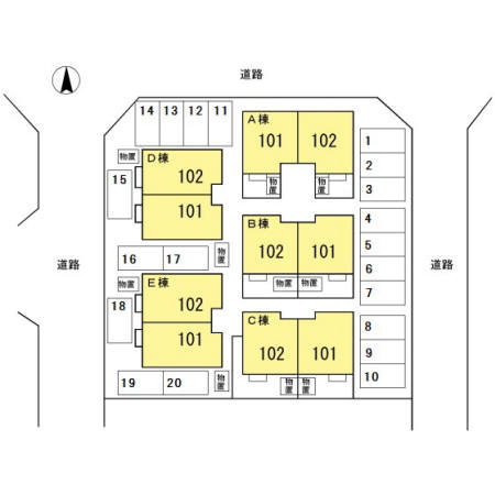 ブランシェ北斗Ｂ101の区画図