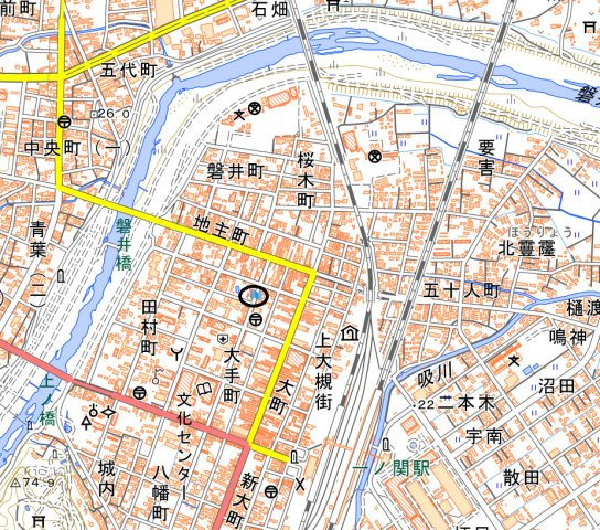 一関市大手町 1棟ビルの地図