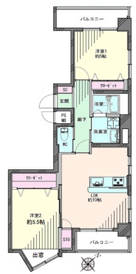 【間取り】 | 成増アーバンライフ | 最上階・三方角部屋・2面バルコニーなので、陽当たり・通風・眺望良好です！